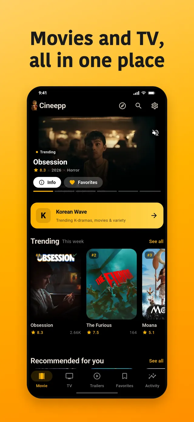 Discover trending movies and TV in one place