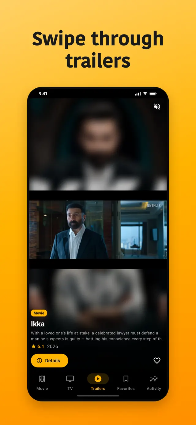 Vertical feed of trending trailers