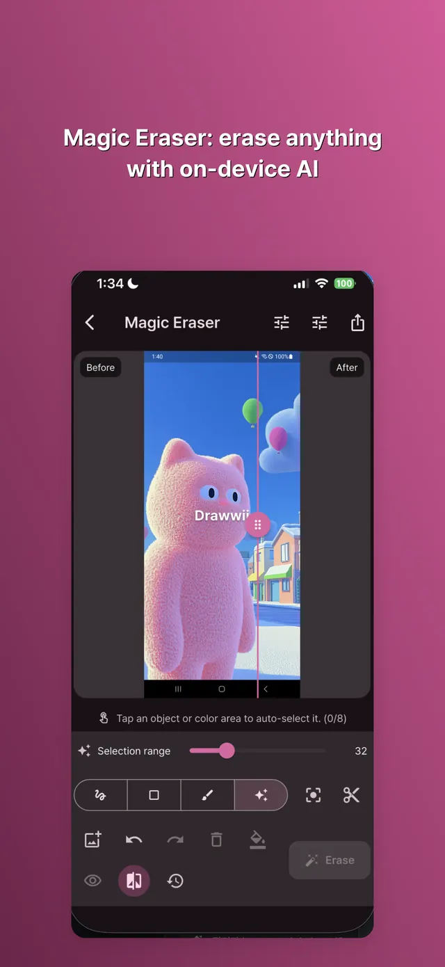 Magic Eraser removes unwanted objects from a photo