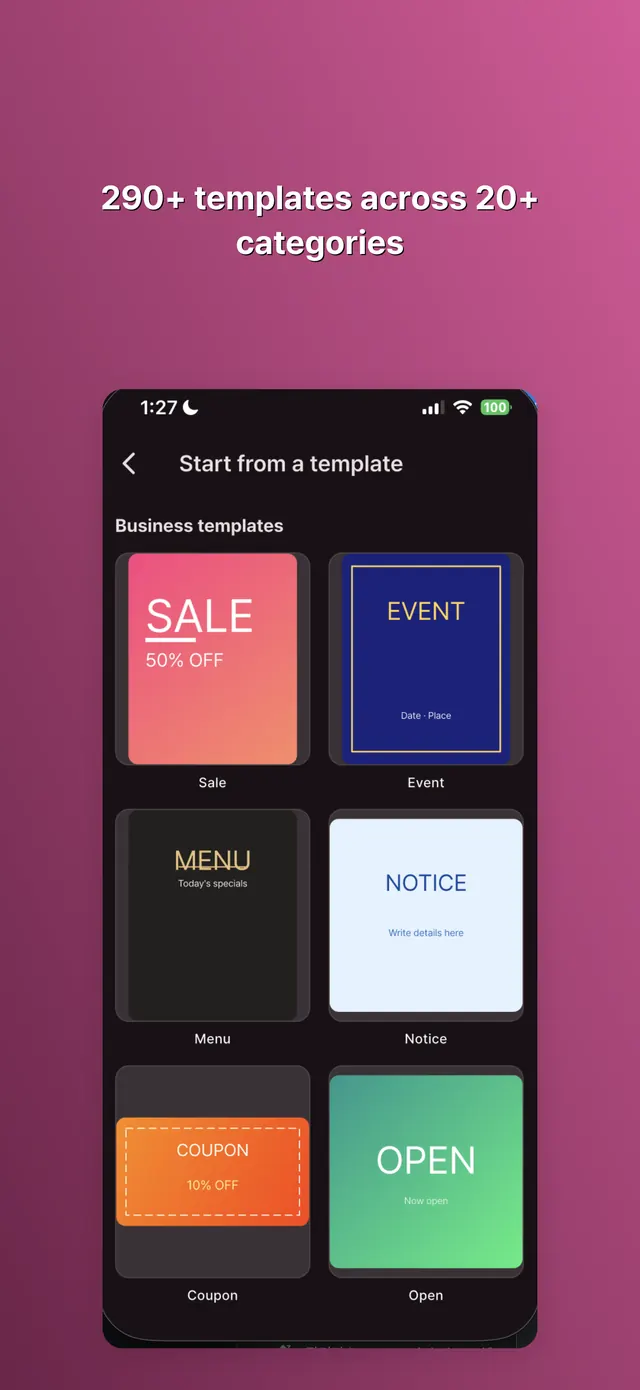 290+ templates across 20+ categories