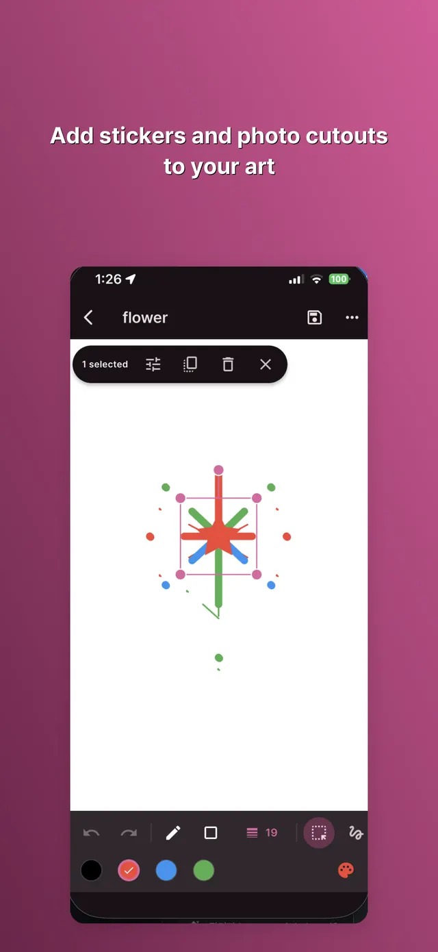 Add stickers and photo cutouts to your art