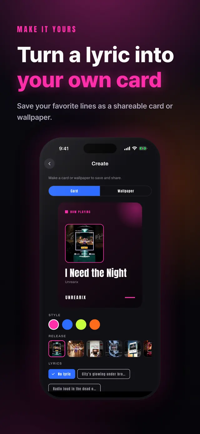 Turn a lyric into a card or wallpaper