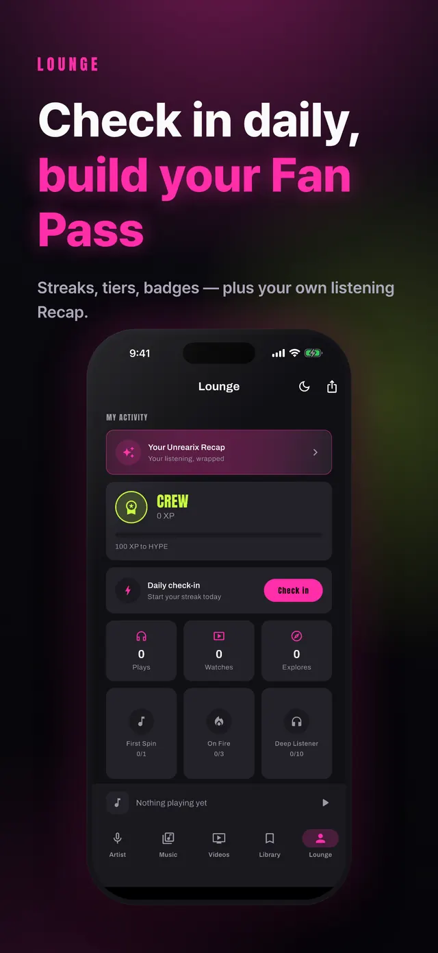 Daily check-in, fan pass and badges